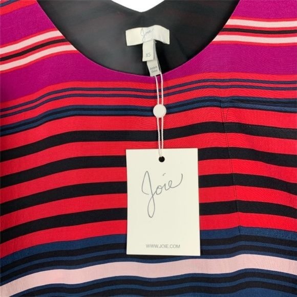 NWT Caviar Joie Dawna Multicolored Striped 100% Silk Tank Dress Size XS - Picture 11 of 11